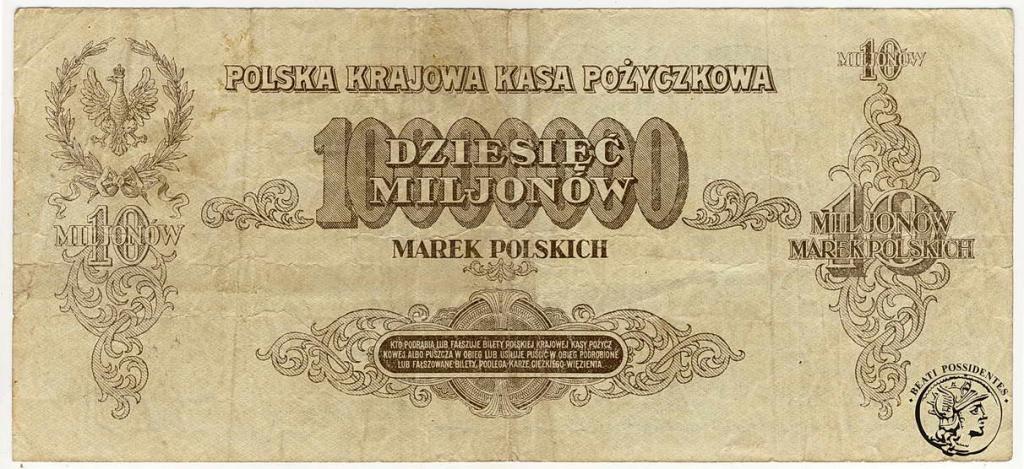 10 milionów marek polskich 1923 seria AR st.3-/4