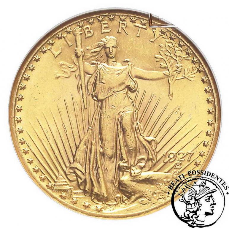 USA 20 $ Dolarów 1927 Philadelphia GCN MS 63