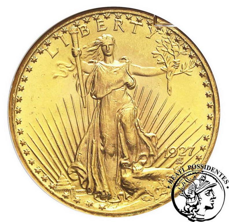 USA 20 $ Dolarów 1927 Philadelphia GCN MS 64