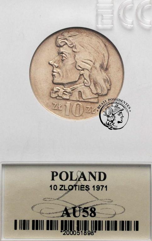 10 złotych 1971 Kościuszko GCN AU 58