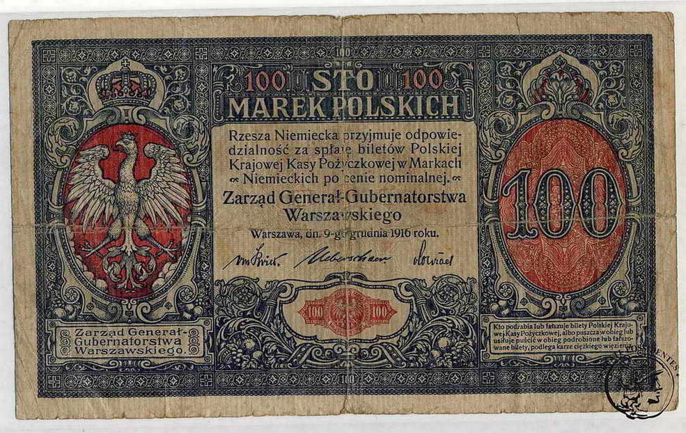 100 marek polskich 1916 ... Generał ... st. 4
