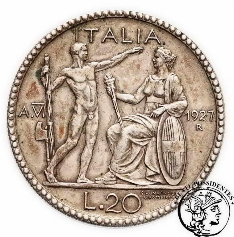 Włochy 20 Lirów 1927 R st.2-