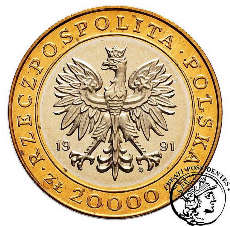 III RP 20 000 złotych 1991 Mennica Warszawska stL