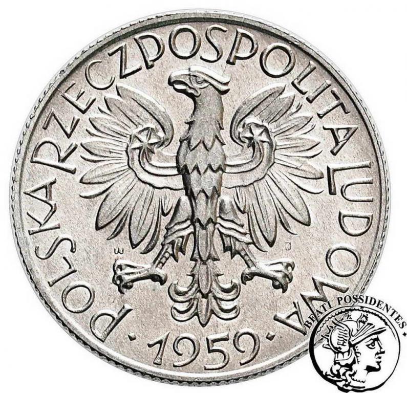 PRL 5 złotych 1959 rybak aluminium st.1