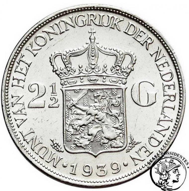 Holandia 2 1/2 Guldena 1939 st.2+