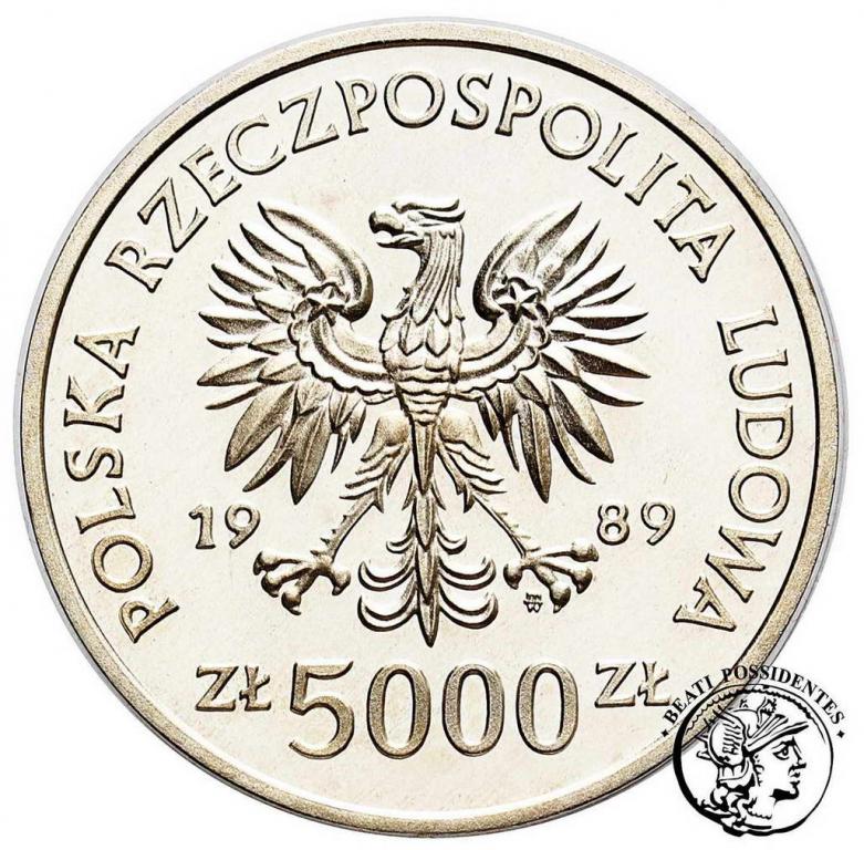 5000 złotych 1989 Jagiełło półpostać st. L-