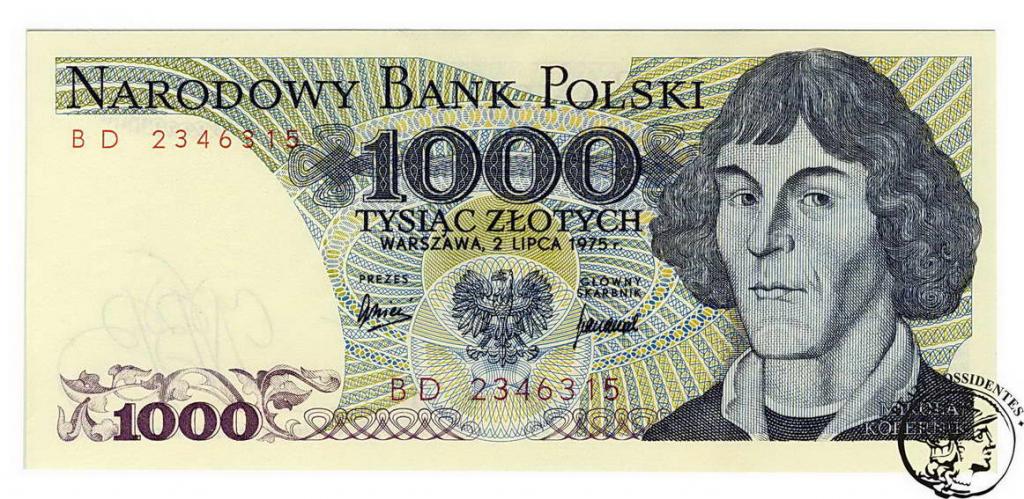 Polska 1000 złotych 1975 seria BD st. 1