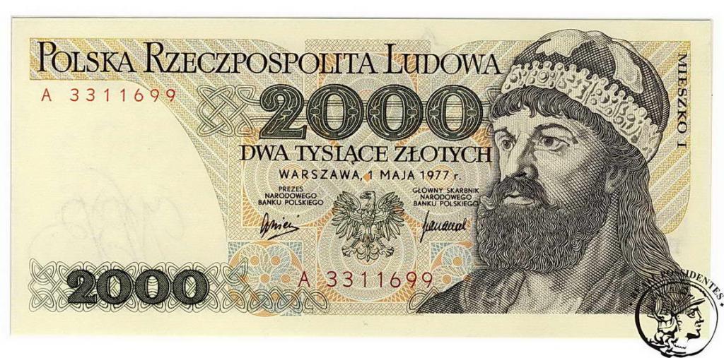 Polska 2000 złotych 1977 seria A st. 1