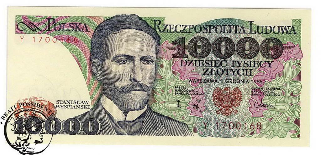 Polska 10 000 złotych 1988 seria Y st. 1