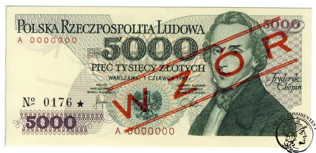 Polska 5000 złotych 1982 seria A WZÓR st. 1