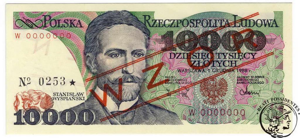 Polska 10 000 złotych 1988 seria W WZÓR st. 1