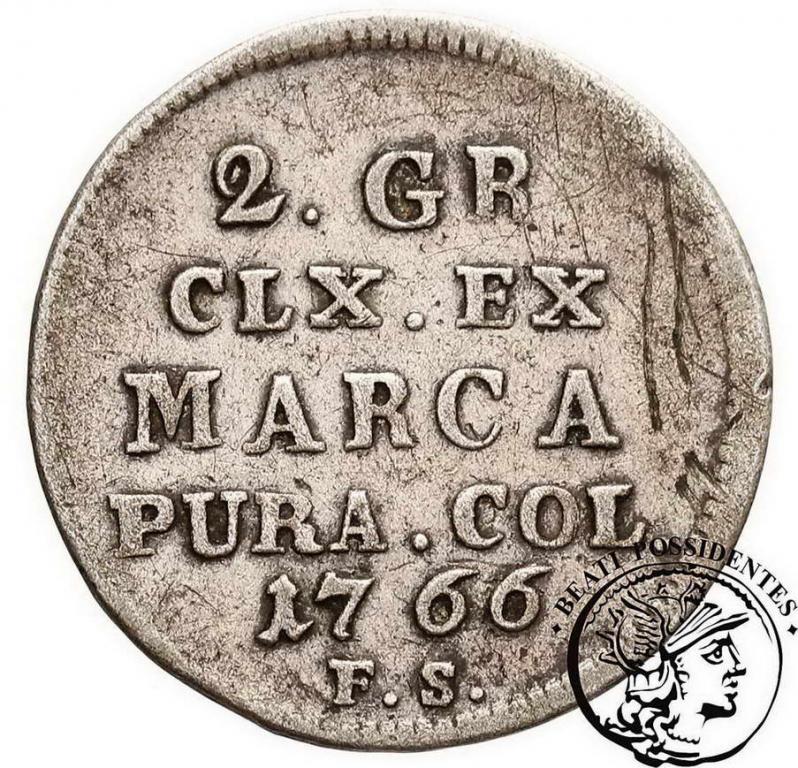 St. A. Poniatowski 2 grosze srebrne 1766 FS st. 3-