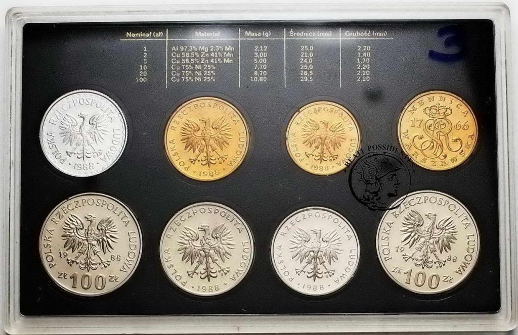 PRL zestaw rocznikowy 1988 monety obiegowe st.L