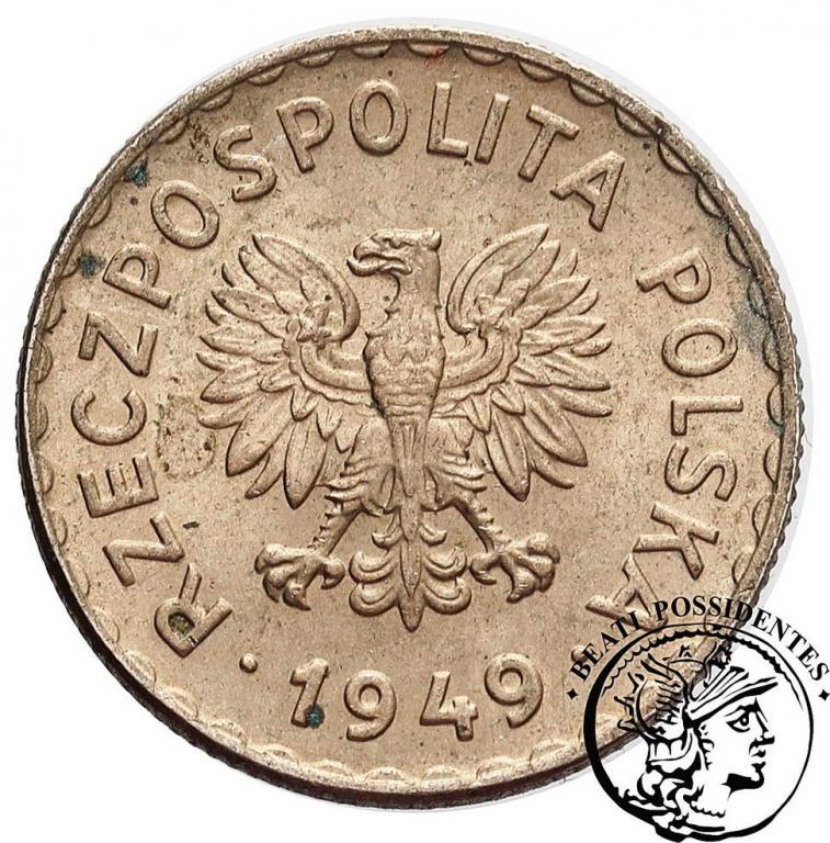 PRL 1 złoty 1949 miedzionikiel st. 2+