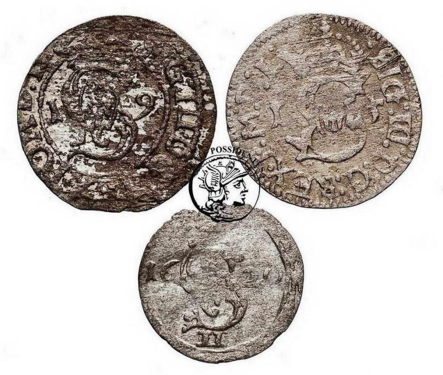 Zygmunt III Waza lot 3 szt. monety litewskie st.3-