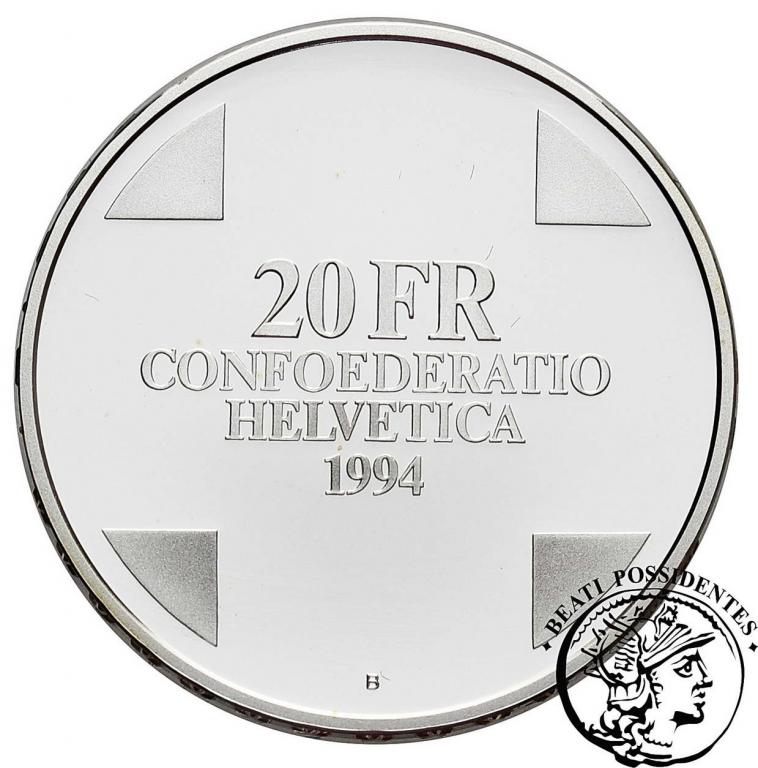 Szwajcaria 20 Franków 1994 (lustrzanka) st.L