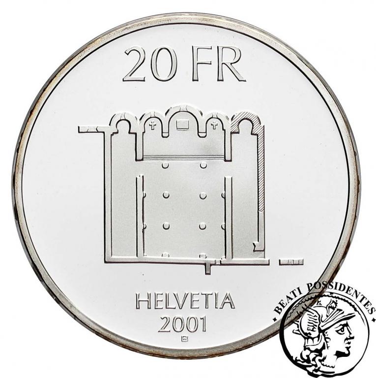 Szwajcaria 20 Franków 2001 (lustrzanka) st.L