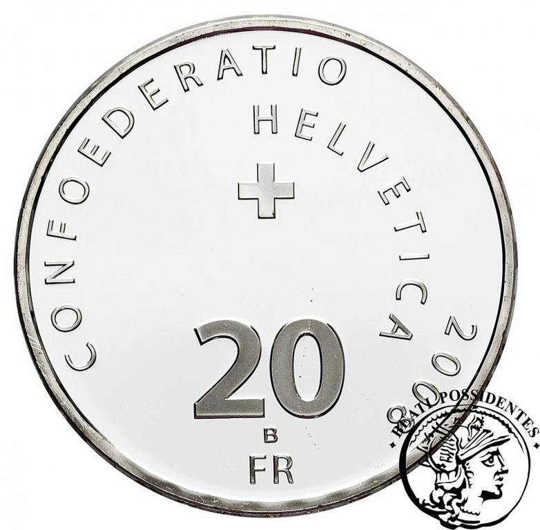 Szwajcaria 20 Franków 2008 (lustrzanka) st.L-