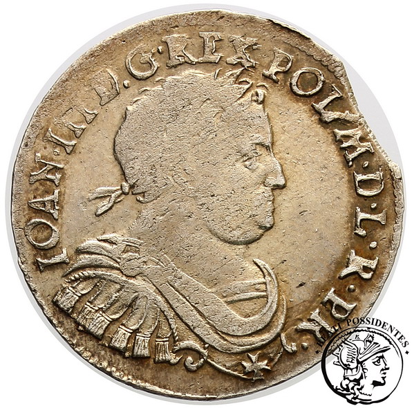 Polska Jan III Sobieski ort koronny 1677 st. 3+