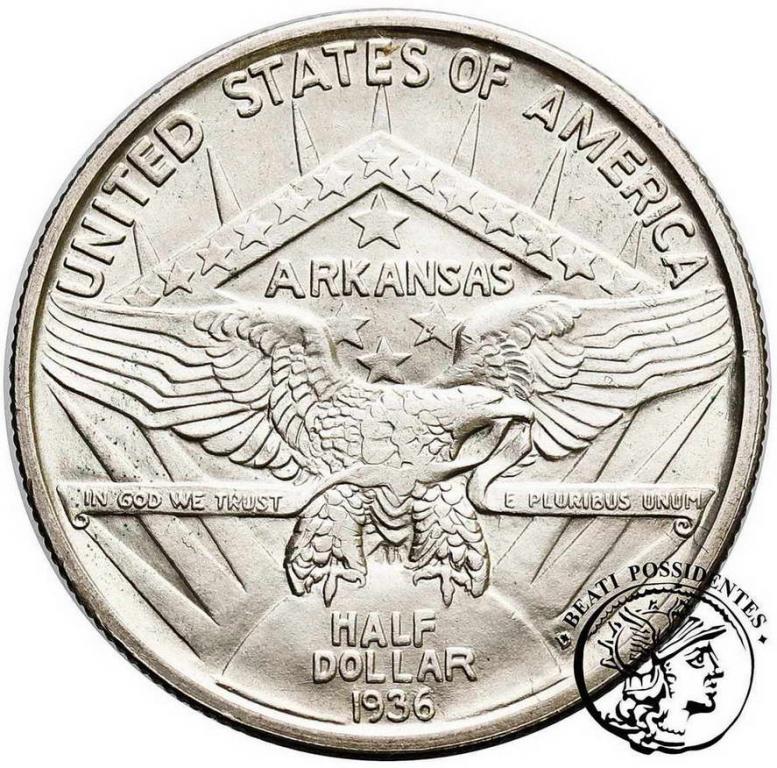 USA 1/2 Dolara 1936 ''D'' Arkansas centennial st2+