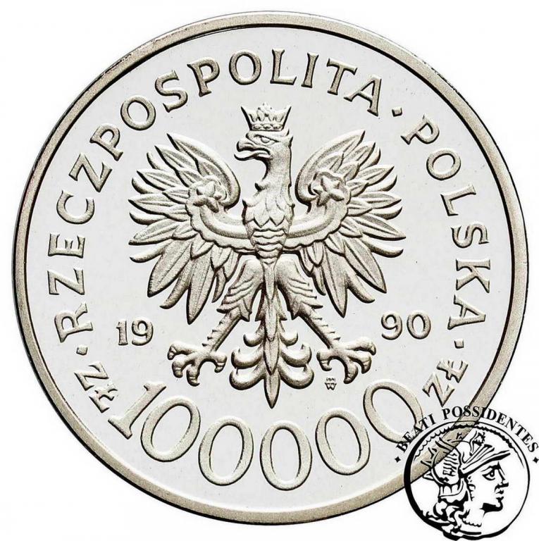 III RP 100 000 zł 1990 Solidarność st.L