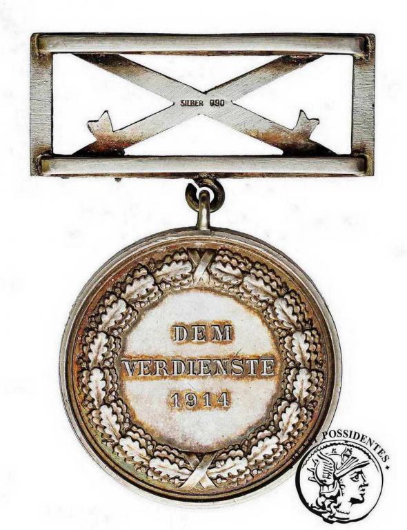 Niemcy Saksonia Medal Za Zasługę 1914 srebro