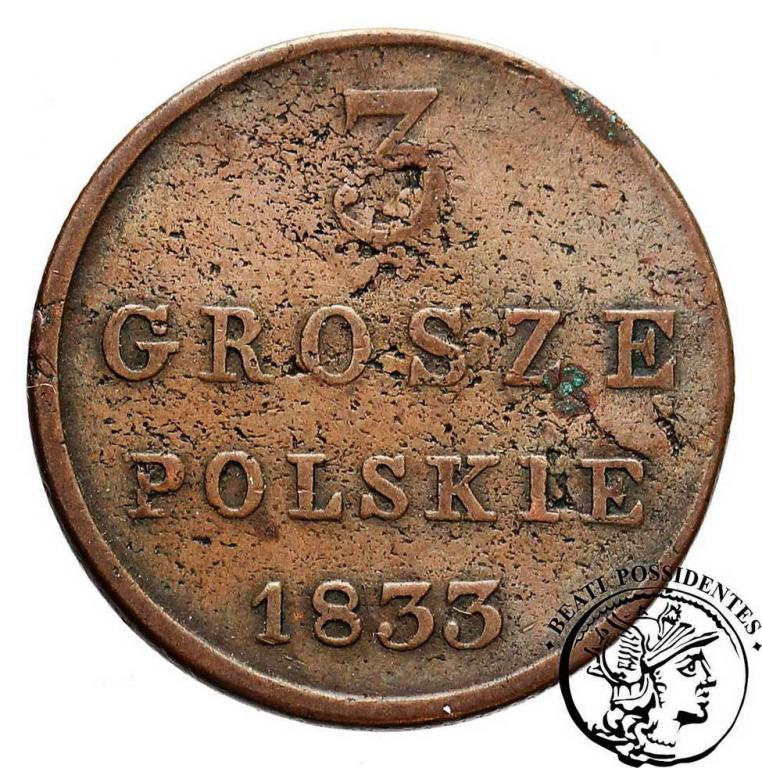 Polska 3 grosze 1833 KG Mikołaj I st. 4