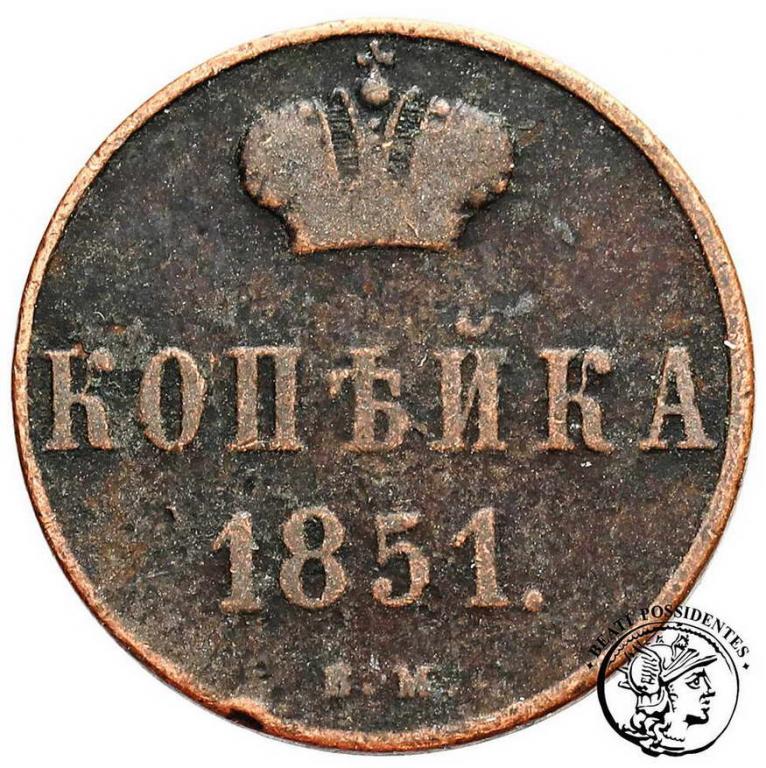 Polska 1 kopiejka 1851 BM Mikołaj I Warszawa st.4