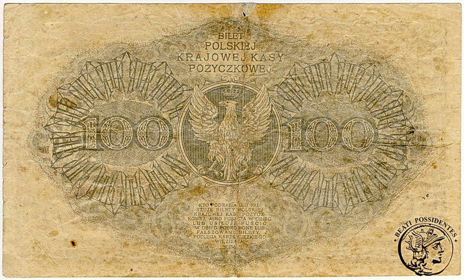 Polska 100 marek 1919 seria E st. 4