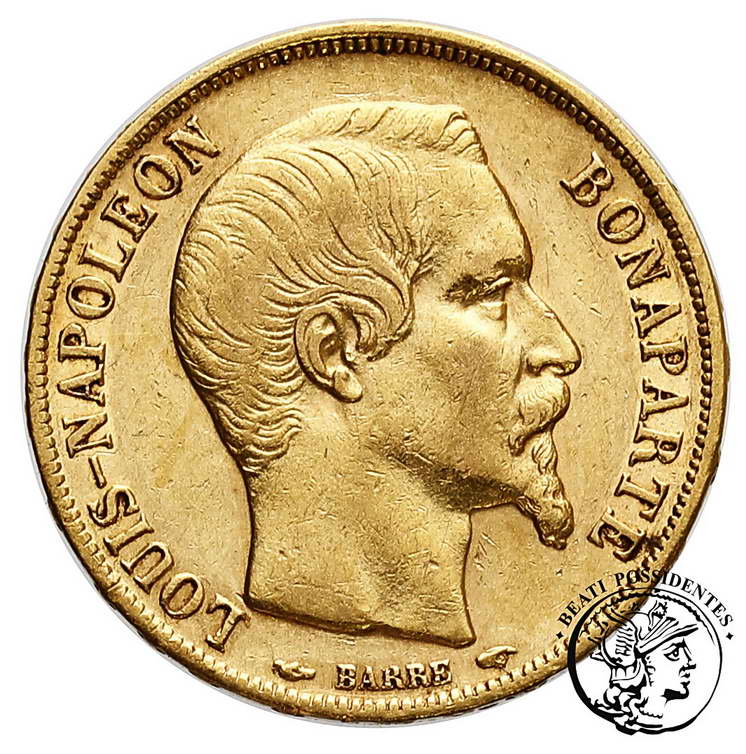Francja 20 franków 1852 A Louis Napoleon st. 2-