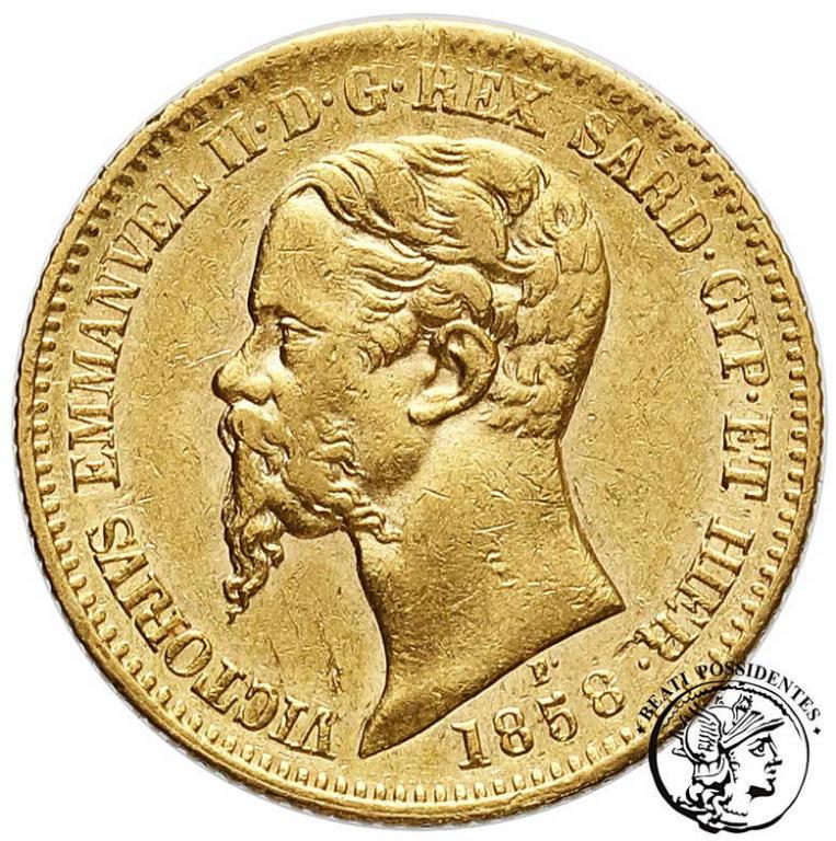 Italia 20 lirów 1858 (kotwica) Sardynia st. 3