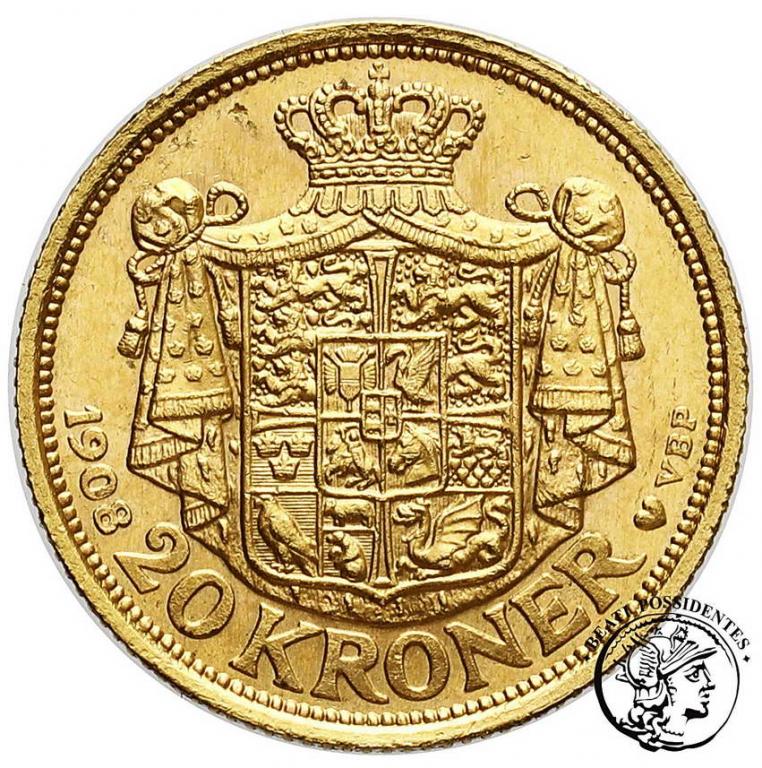 Dania 20 koron 1908 Fryderyk VIII st. 2
