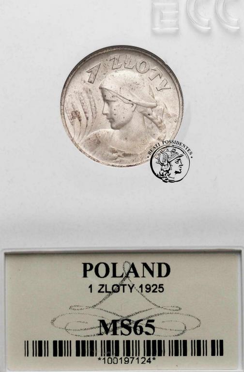 Polska II RP 1 złoty 1925 GCN MS 65