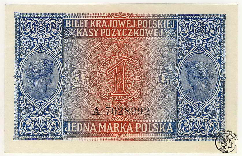 1 marka polska 1917 (...jenerał) seria A st. 1