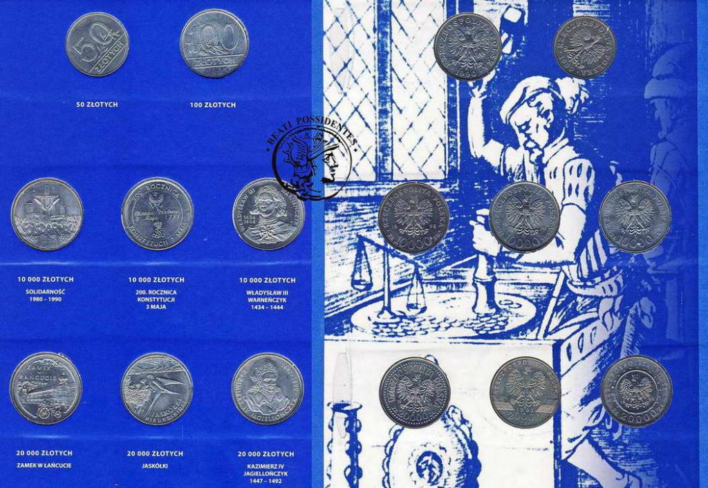 Polska zestaw monet obiegowych 1990-94 klaser