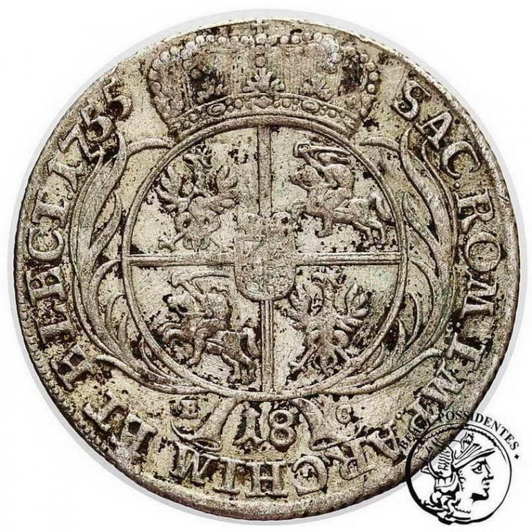 August III Sas ort koronny 1755 st. 3