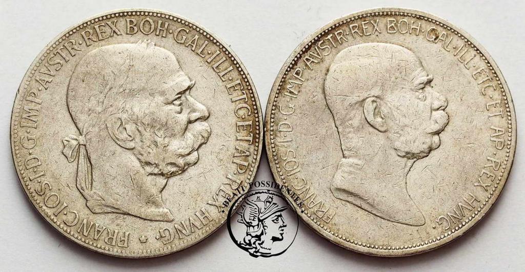 Austria 5 koron 1900+1909 lot 2 szt st. 3