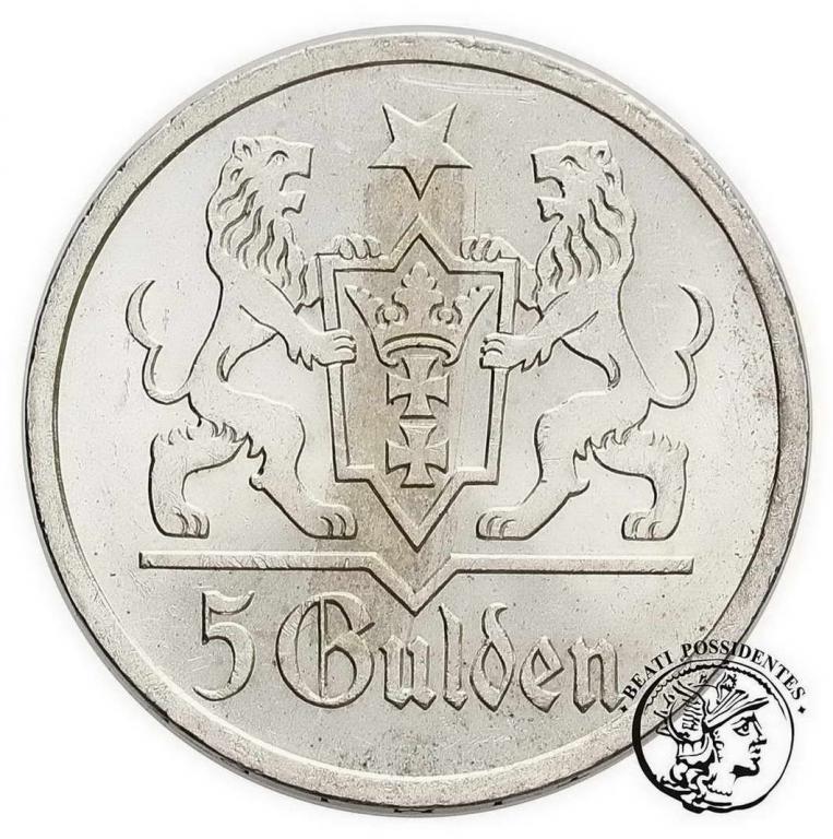 W. M. Gdańsk 5 Guldenów 1927 st. 2+