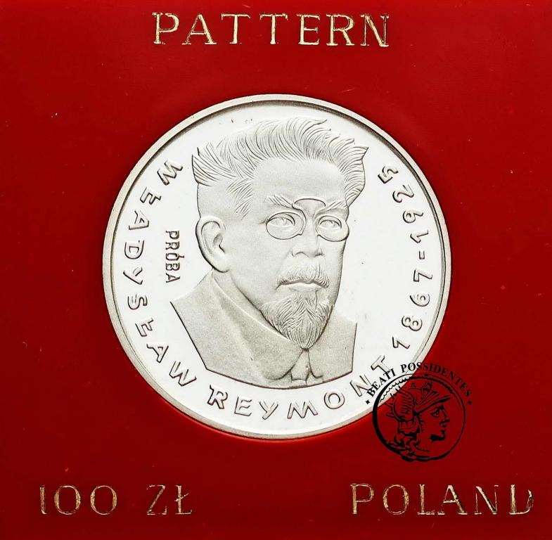 PRÓBA Ag 100 zł 1977 Władysław Reymont st. L