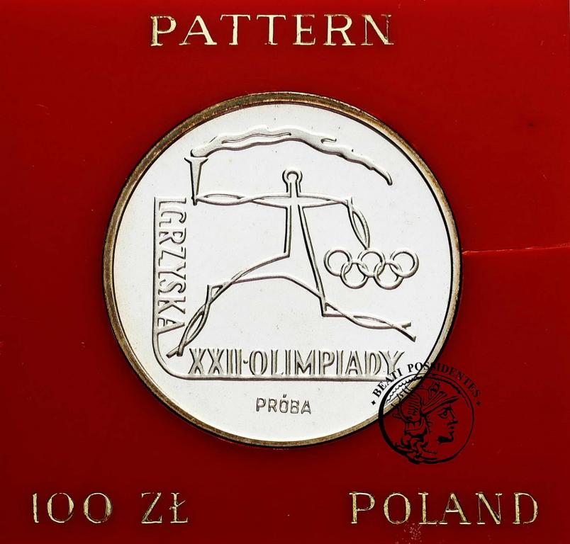 PRÓBA Ag100 zł 1980 Igrzyska XXII Olimp st.L