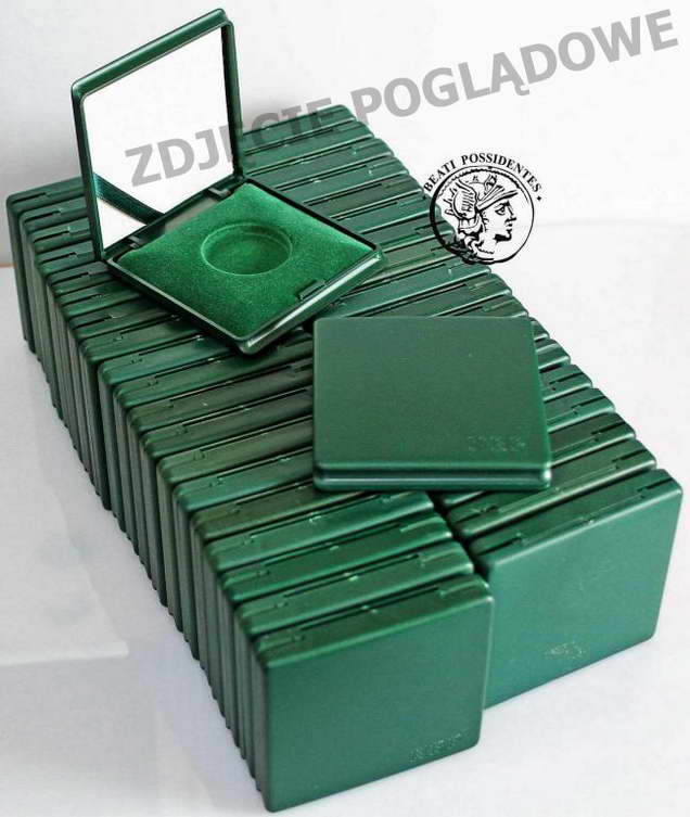 Zielone pudełka NBP do monet 100 i 200 zł 53 szt