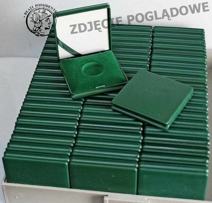 Zielone pudełka NBP do monet 100 i 200 zł 53 szt