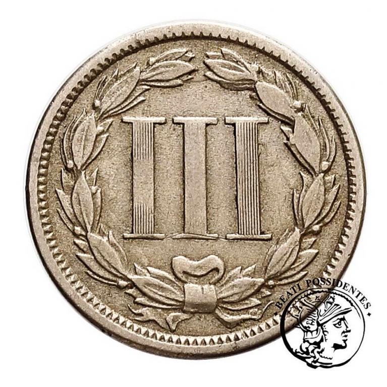 USA 3 centy 1865 miedzionikiel st. 3