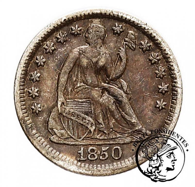 USA 5 centów 1850 liberty seated type st. 3