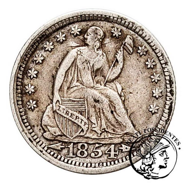 USA 5 centów 1854 liberty seated type st. 3