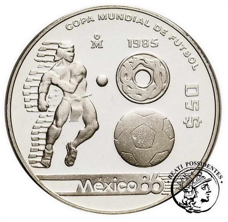 Meksyk 50 Pesos 1985 piłka nożna st.L