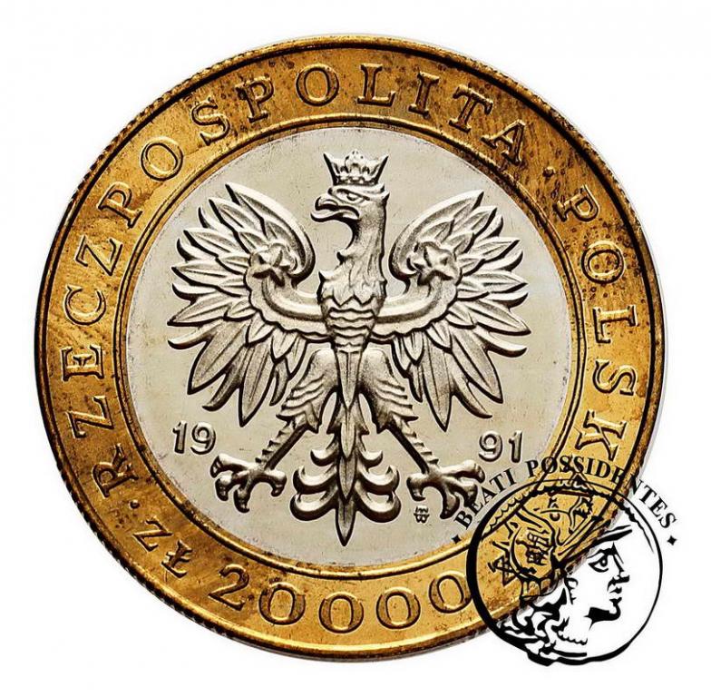 20 000 zł 1991 bimetal Mennica Warszawska st.L