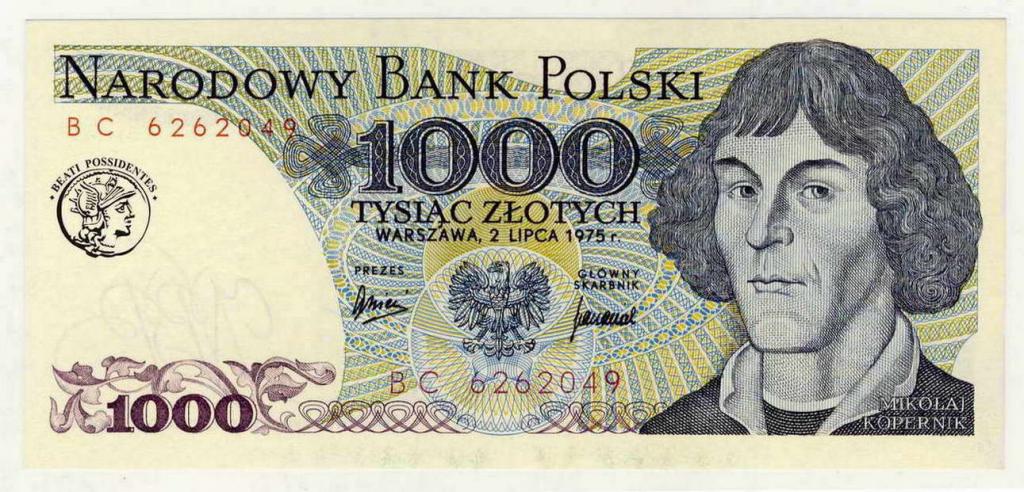 Polska 1000 złotych 1975 seria BC st. 1