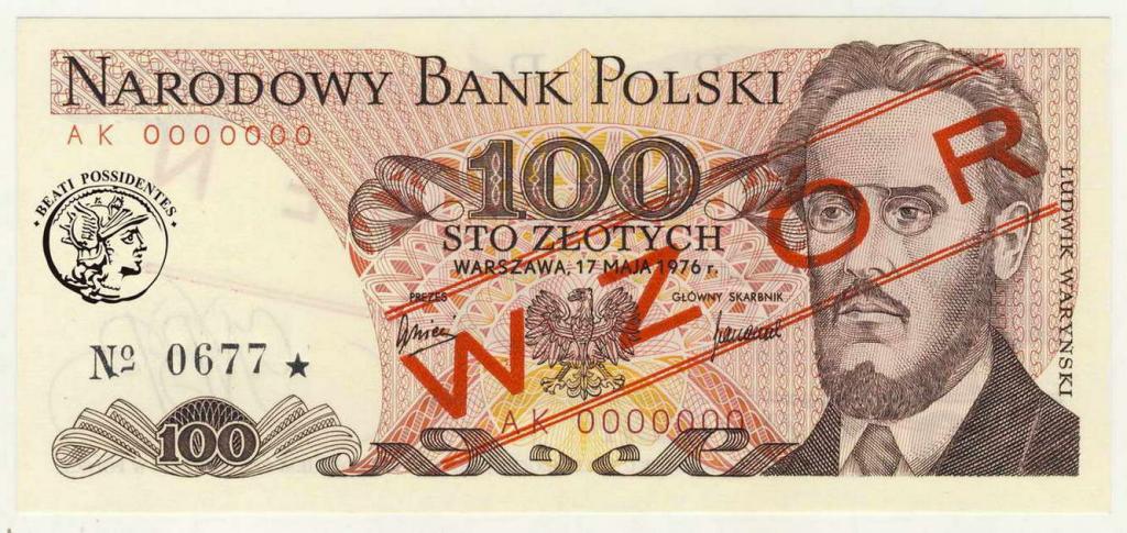 Polska WZÓR 100 złotych 1976 seria AK st. 1