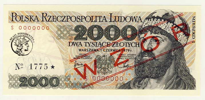 Polska WZÓR 2000 złotych 1979 seria S st. 1